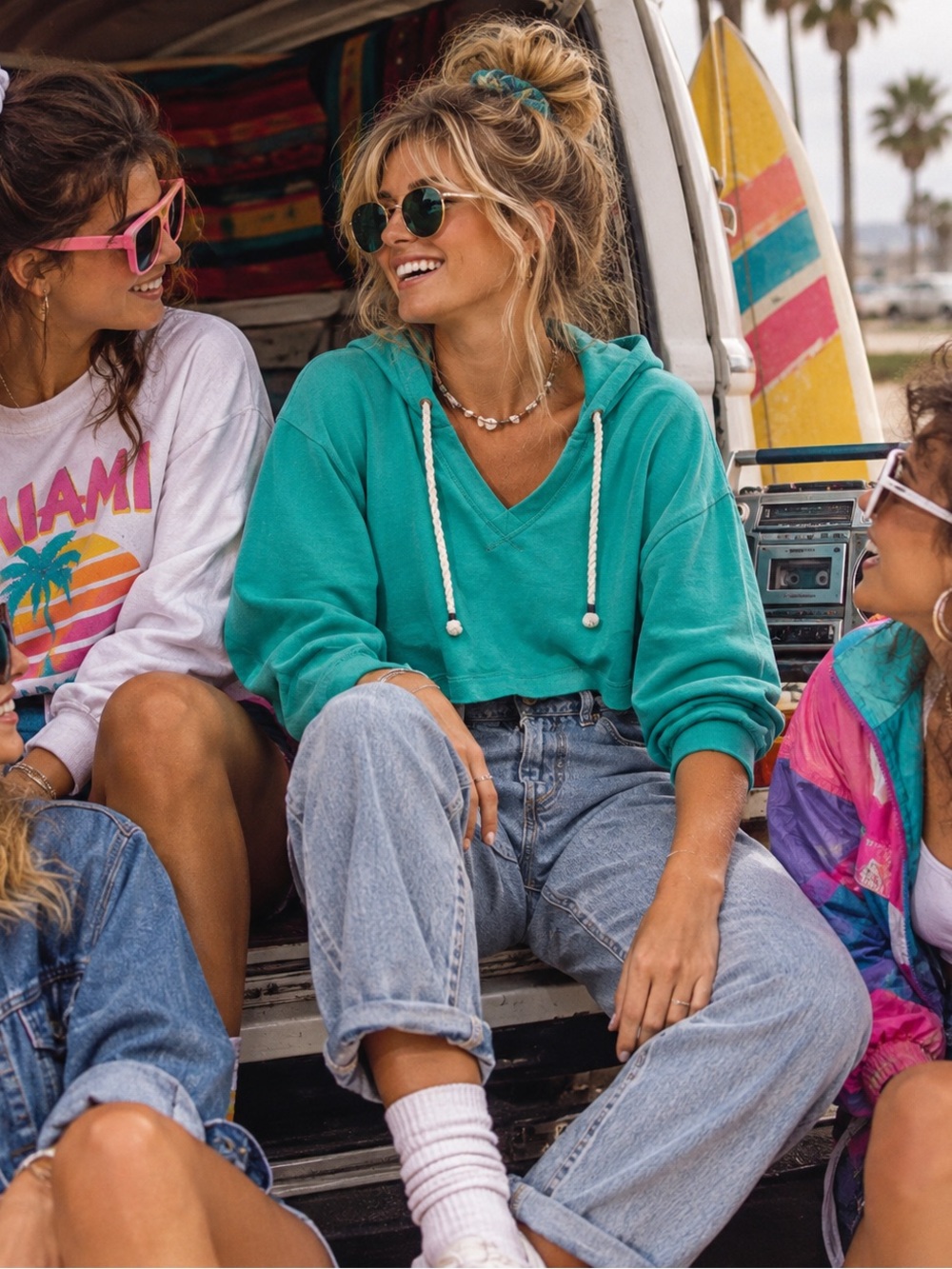 J. Crew Teal V-Neck Hooded Pullover
